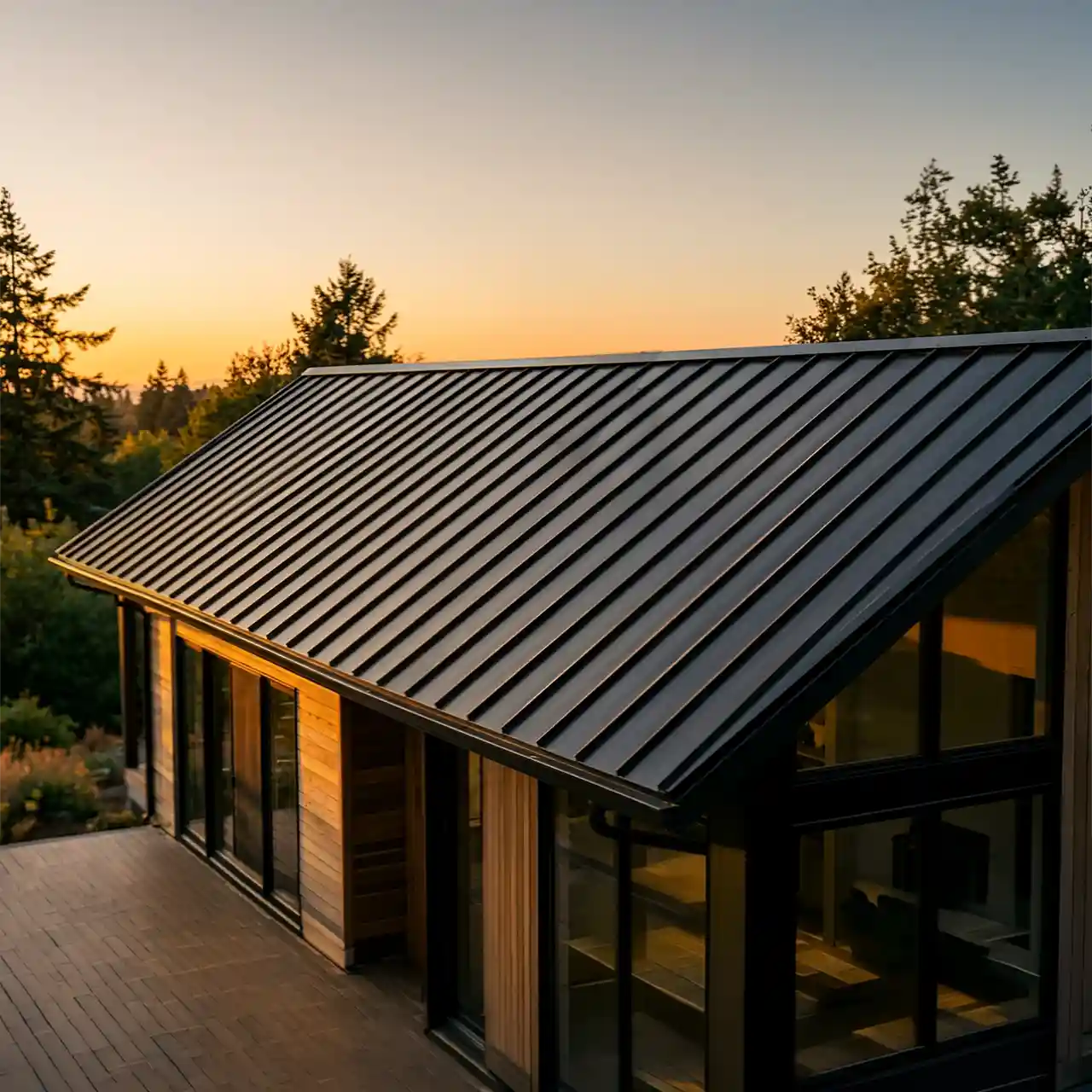 PM wood home cabin building standing seam panel